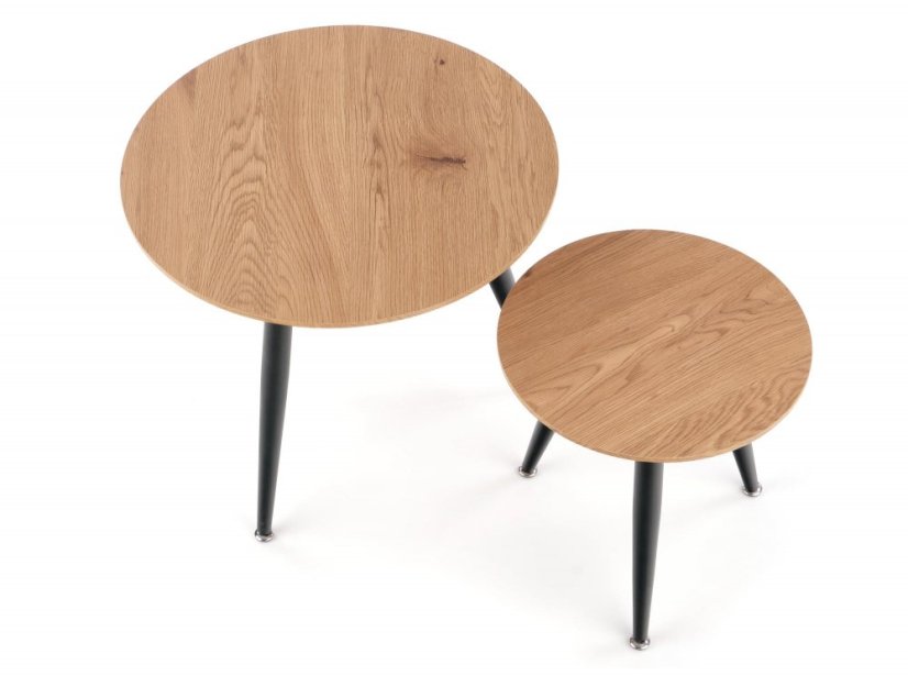 Set konferenčních stolků MENTONA 2 — zlatý dub / černá Halmar