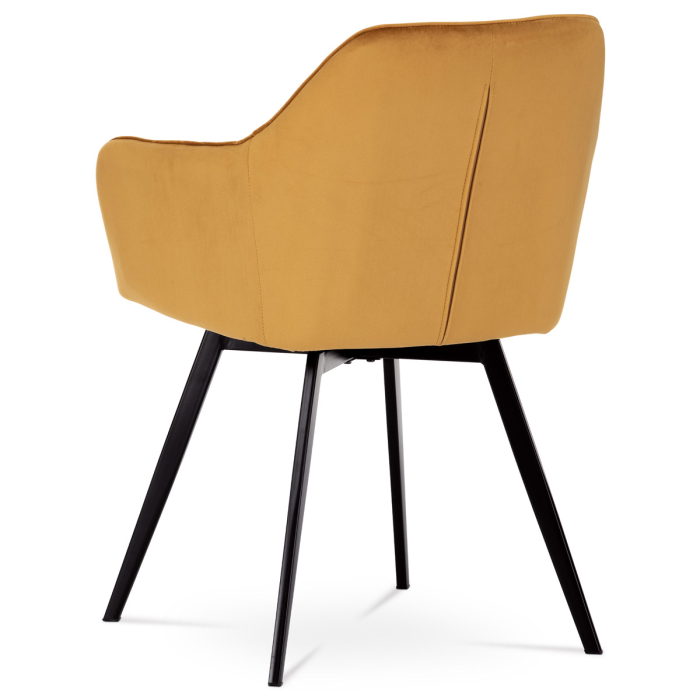 Jedálenské otočné kresielko YELD — kov, látka, žltá