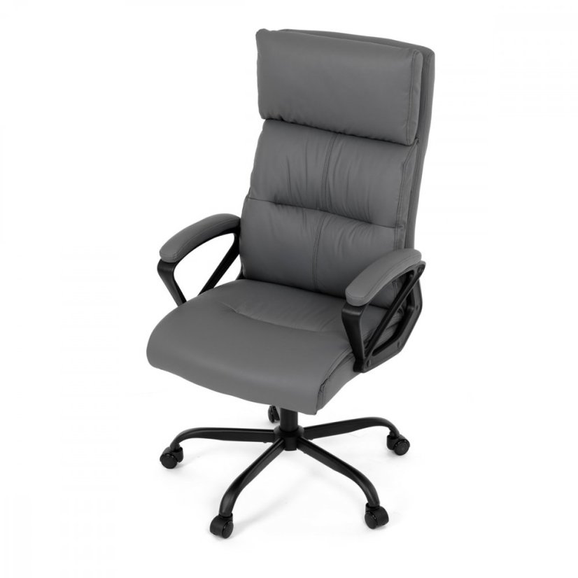 Kancelářské křeslo HOLMES — kov, ekokůže, šedá Autronic