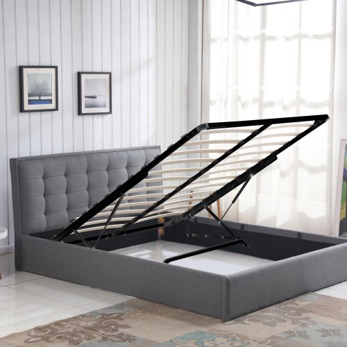 Dvoulůžková postel  PADVA –⁠ 120x200, látka, šedá