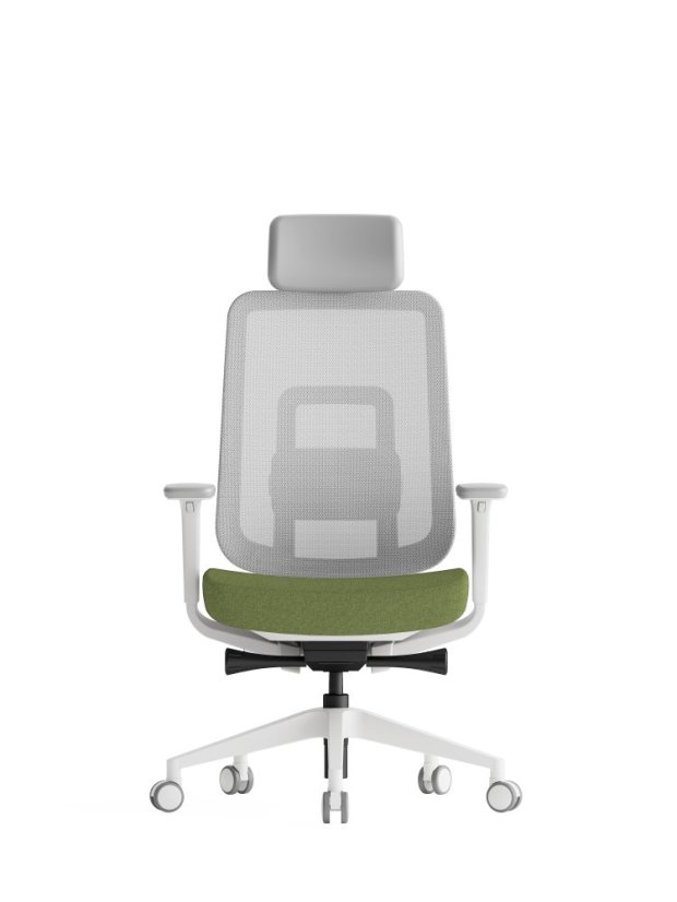 Ergonomická kancelárska stolička K42 WHITE SP – sieť/čalúnená, zelená