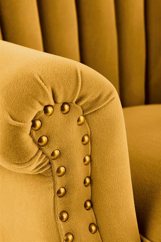 Relaxační křeslo ušák TITAN — masiv buk, látka, žlutá Halmar