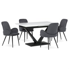 Jídelní rozkládací stůl TAVILO — 140x85x78 cm (rozklad +40 cm), MDF, bílý Autronic