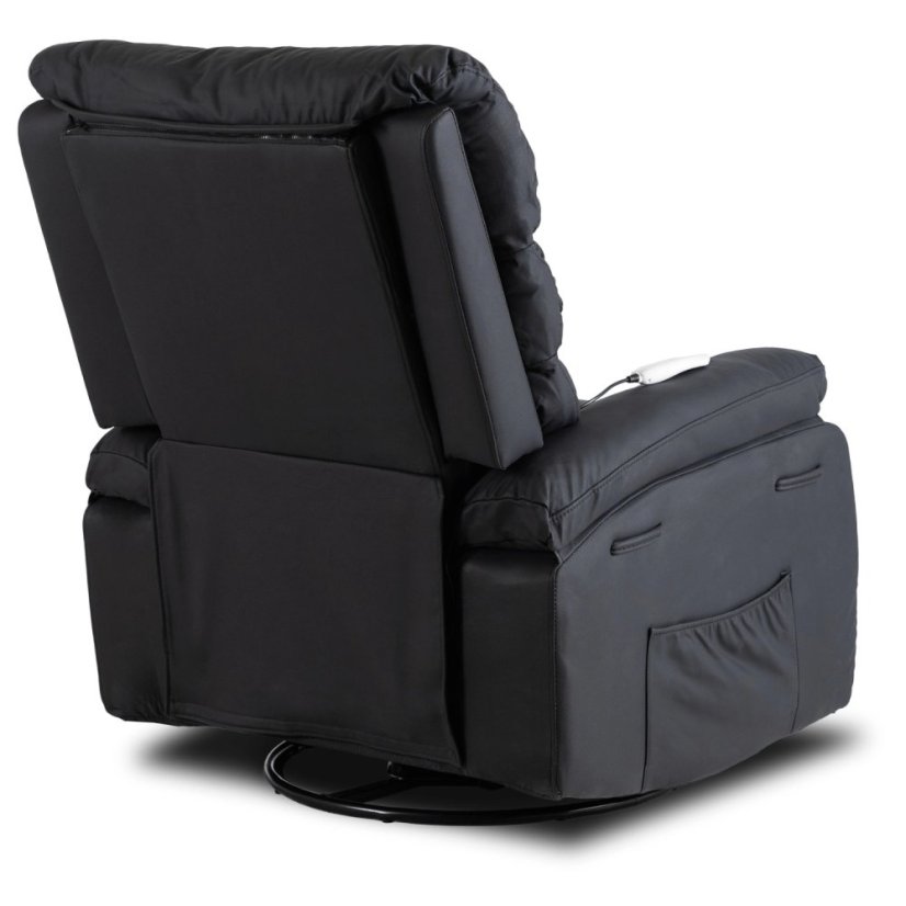 Masážne kreslo BRUCE – Luxusná rozkladacia čierna ekokoža