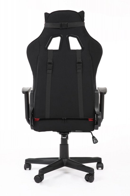 Herná stolička CAYMAN – plast, látka, čierna / červená