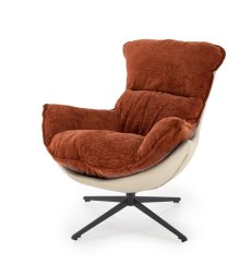 Designové kreslo LOBSTER — látka, ekokoža, škoricová