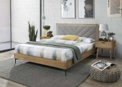 Dvoulůžková postel MARGARITA — látka, šedá, 160x200 cm