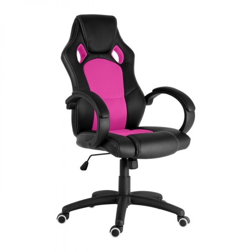 Herní židle OMAHA –⁠ látka/PU kůže, černo-růžová