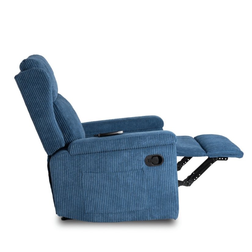 Luxusné masážne kreslo SEBASTIAN z modrého manšestru