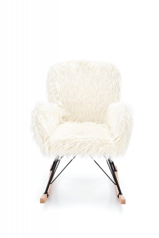 Houpací křeslo AUSTIN –? kov/masiv, látka krémová Halmar