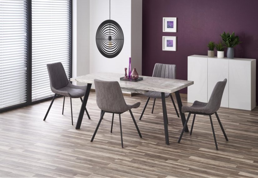 Jídelní rozkládací stůl DALLAS – 160x90x76 (+60) mramor, černý