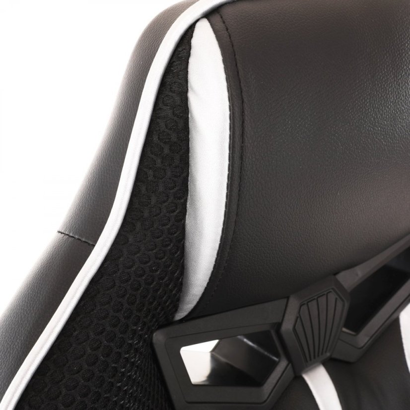 Herné kreslo LANCER — látka, ekokoža, čierna / biela