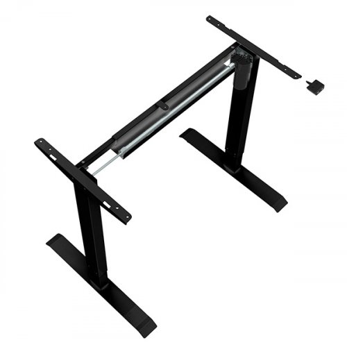 Elektricky výškově nastavitelný stůl POWERO — včetně desky, třešeň, černá, 75×120 cm