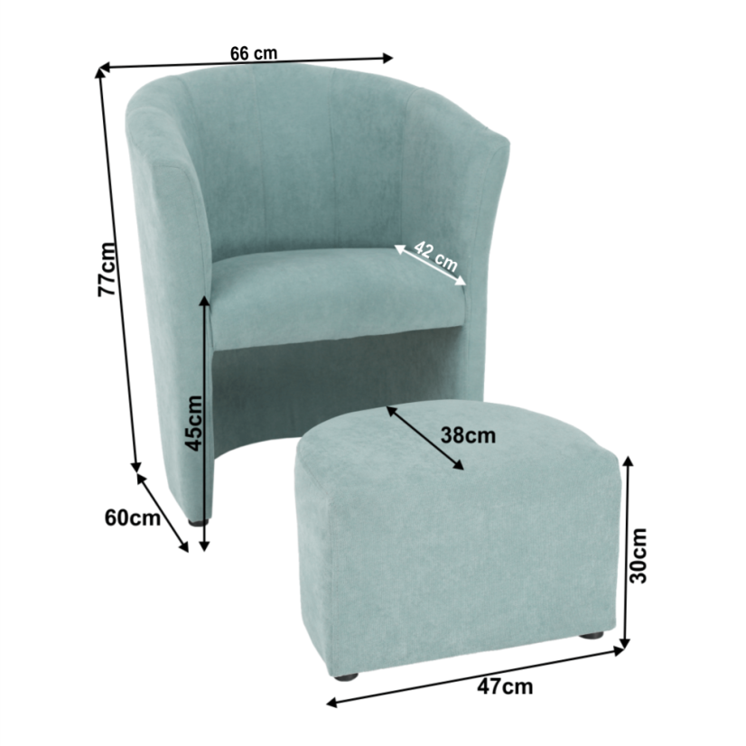 Relaxační křeslo ROSE s taburetem — látka/více barev Hopax