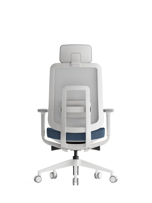 Ergonomická kancelárska stolička K42 WHITE SP – sieť/čalúnená, modrá
