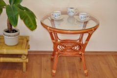 Konferenční stolek ANTIGUA — ratan, sklo, koňak Axin trading