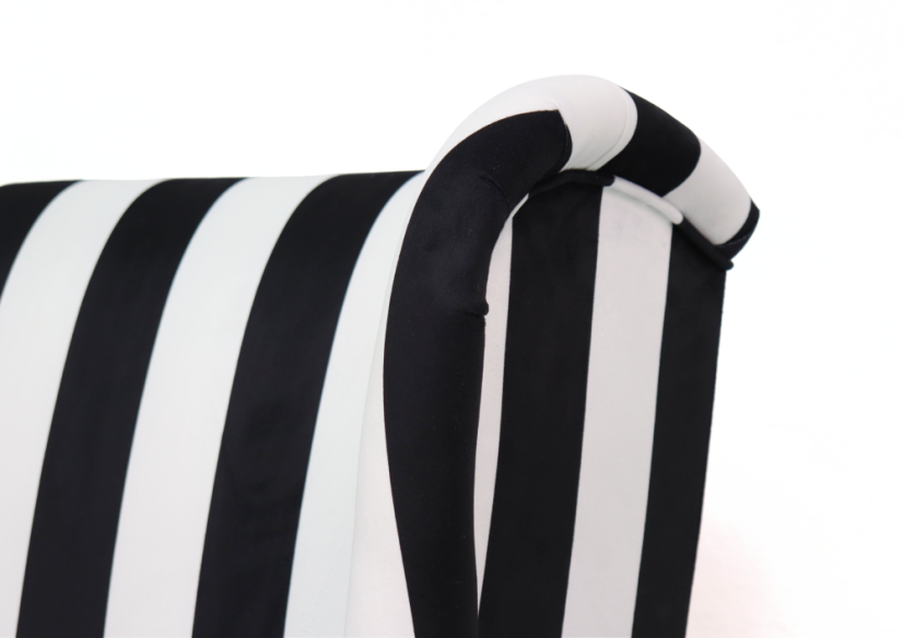 Křeslo ušák VISBY – masiv, látka, pet friendly, zebra