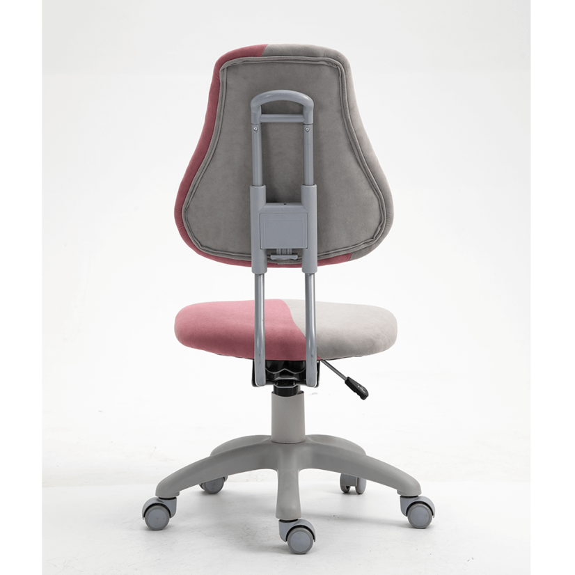 Detská rastúca stolička RAIDON – látka, plast, sivá / ružová