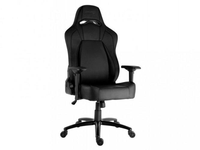 Herná stolička IRON XL — PU koža, čierna, nosnosť 130 kg