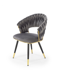 Jídelní křeslo LUXREJ — kov, látka, šedá Halmar