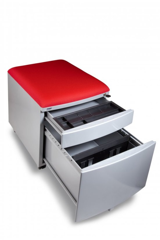 Pojazdný kontajner Mayer 32P8 30 461 — strieborný, červený aquaclean