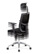 Kancelárska ergonomická stolička SUPERMAX — čierna, s bedrovou opierkou aj podhlavníkom