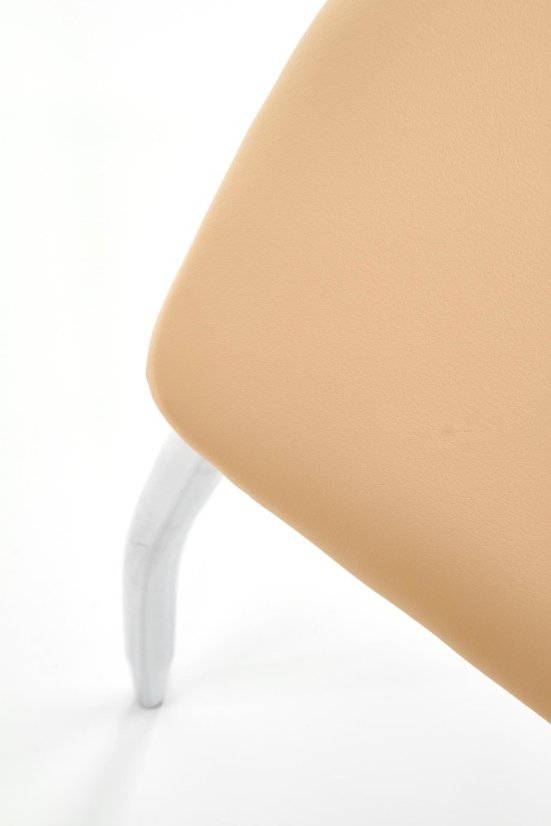 Jedálenská stolička KELLY – oceľ, ekokoža, béžová