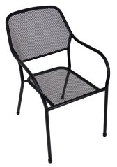 Zahradní křeslo SOLID – kov, stohovatelné, černá