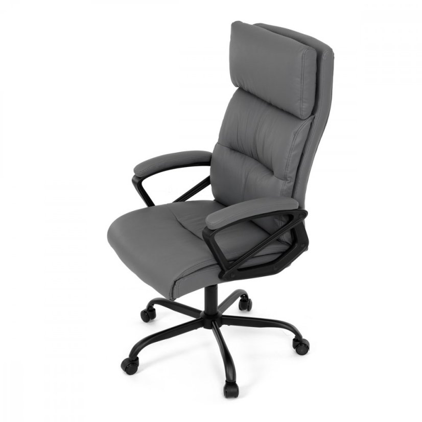 Kancelářské křeslo HOLMES — kov, ekokůže, šedá Autronic