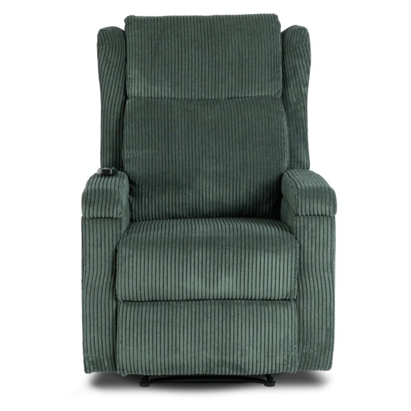 Masážne kreslo SEBASTIAN zo zeleného menčestru pre relax a komfort