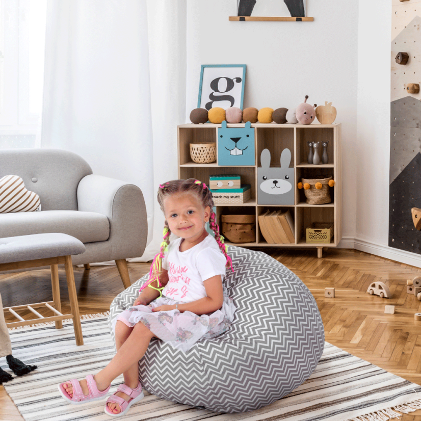 Sedací vak GOMBY — 60x50, látka, viac farieb - Gomby: šedo/biely