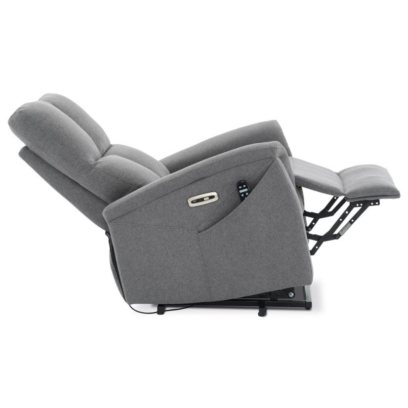 Šedé polohovací masážní křeslo THERMIO s výhřevem a USB