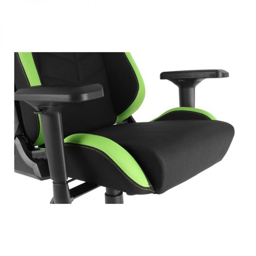 Herná stolička IRON XXL — látka, čierna / zelená, nosnosť 140 kg