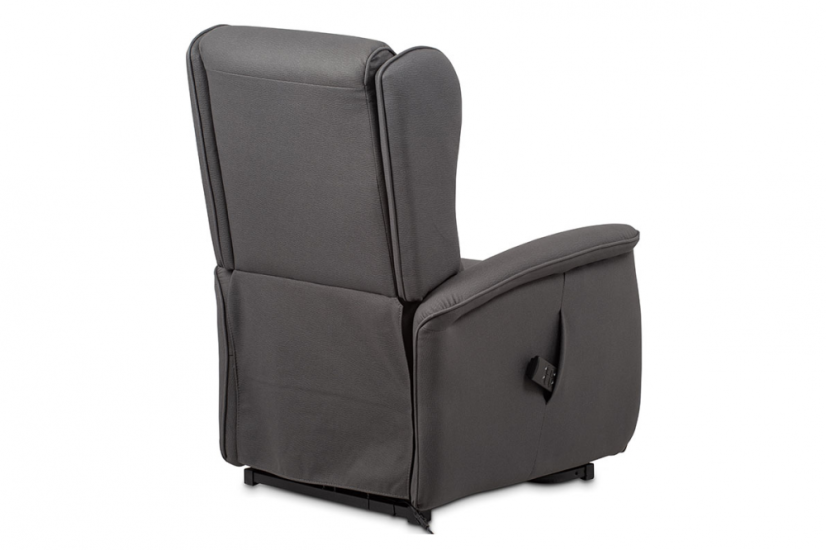 TV křeslo ušák MARLON s elektrickým polohováním — šedá látka, 2 motory, nosnost 140 kg Autronic