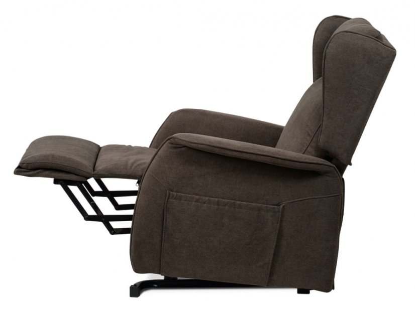 TV křeslo ušák SANDUR s elektrickým polohováním — hnědá látka, kov Autronic