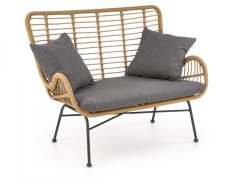 Pohovka IKARO — umělý ratan, látka, šedá Halmar
