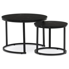 Sada 2 konferenčných stolíkov OREO 3 – s čiernym mramorovým dekorom a kovovou základňou Autronic