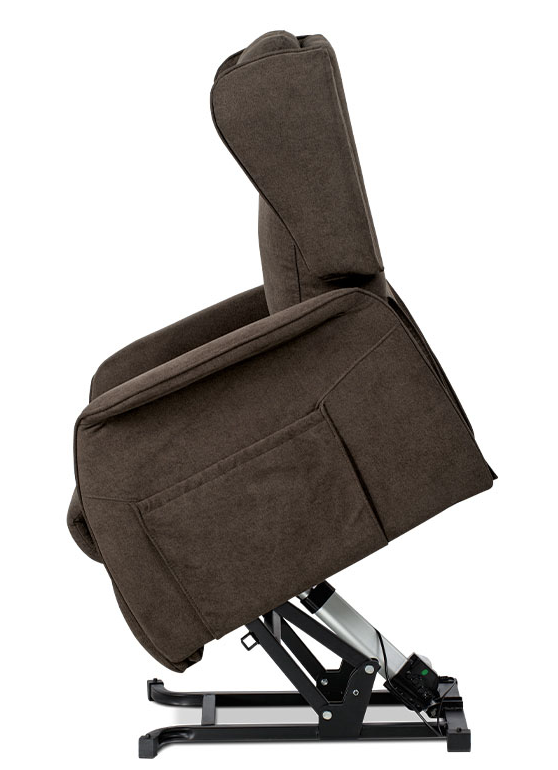 TV křeslo ušák SANDUR s elektrickým polohováním — hnědá látka, kov Autronic