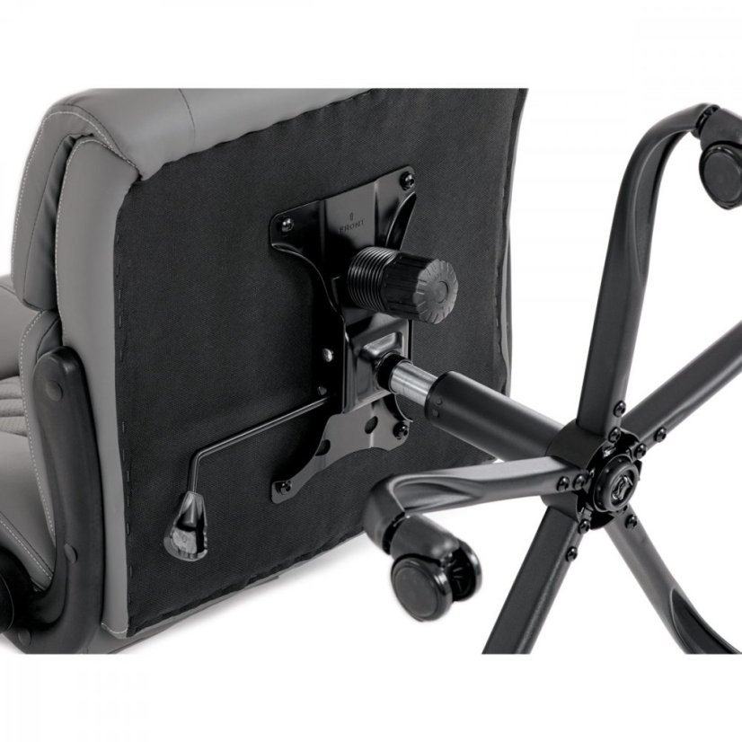 Kancelárske kreslo CYRUS — kov, ekokoža, siva