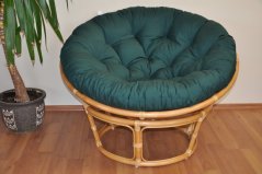 Relaxačný papasan DEMETRIA — ⌀100 cm, ratan, látka, medová / viac farieb