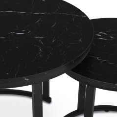 Sada 2 konferenčných stolíkov OREO 3 – s čiernym mramorovým dekorom a kovovou základňou Autronic