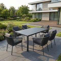 Zahradní stůl GRANDIS – hliníkový s polywood deskou, 180x90 cm, šedý, Autronic