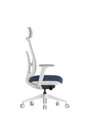 Kancelářská ergonomická židle K42 WHITE SP – síť/ čalouněná, modrá
