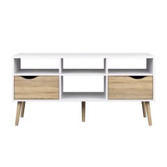 TV stolek OSLO — 117,1x39,10x56,90, dub sonoma, bílá Kondela