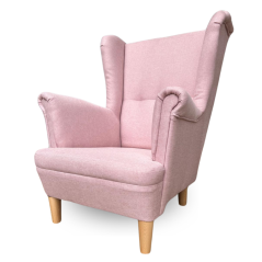 Detské kreslo ušiak VISBY JUNIOR - masív, látka, růžová