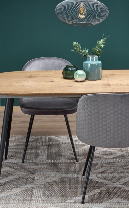 Jídelní kulatý rozkládací stůl COLORADO – 120x80x74 (+40) dub/kov, černý Halmar