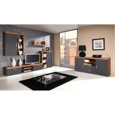 Konferenčný stôl CHERIS — 110x61x48 cm, slivka/sivý grafit