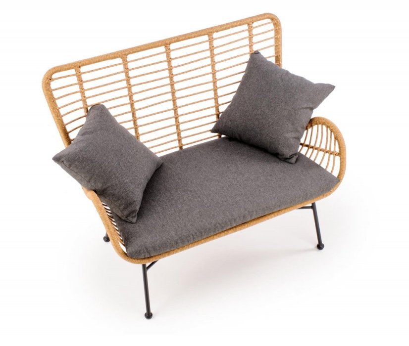 Pohovka IKARO — umělý ratan, látka, šedá Halmar
