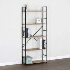 Regál VERSA III — čierna/ dekor dub