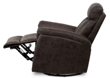 Relaxační křeslo SALAVAN — polohování, houpaní i otáčení, hnědá látka Autronic